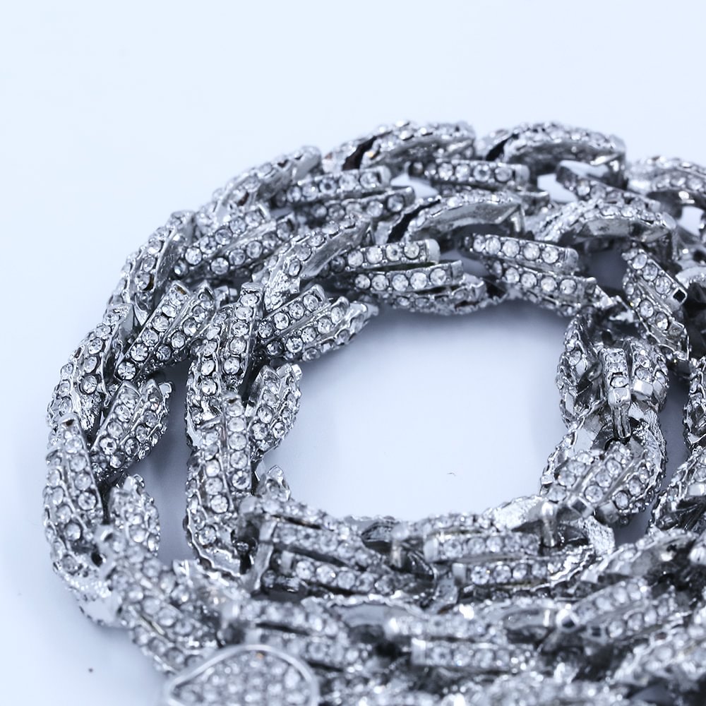 9mm Iced Out Rope Chain in silver-VESSFUL