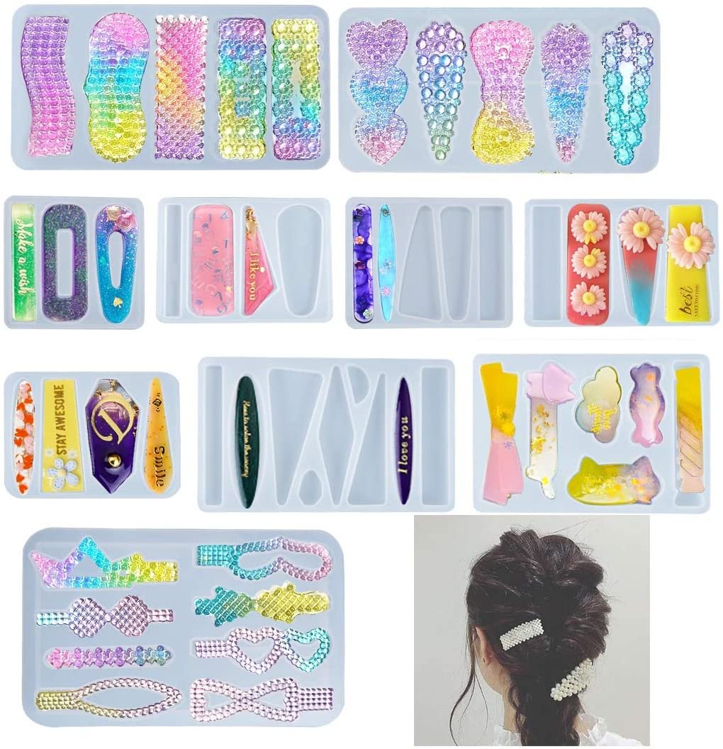 10 PCS Hair Clip Silicone Resin Molds Set