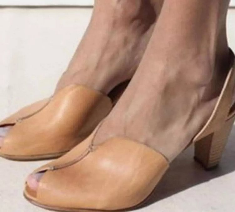 Women's Vintage Plain Peep Toe Casual Date Sandals