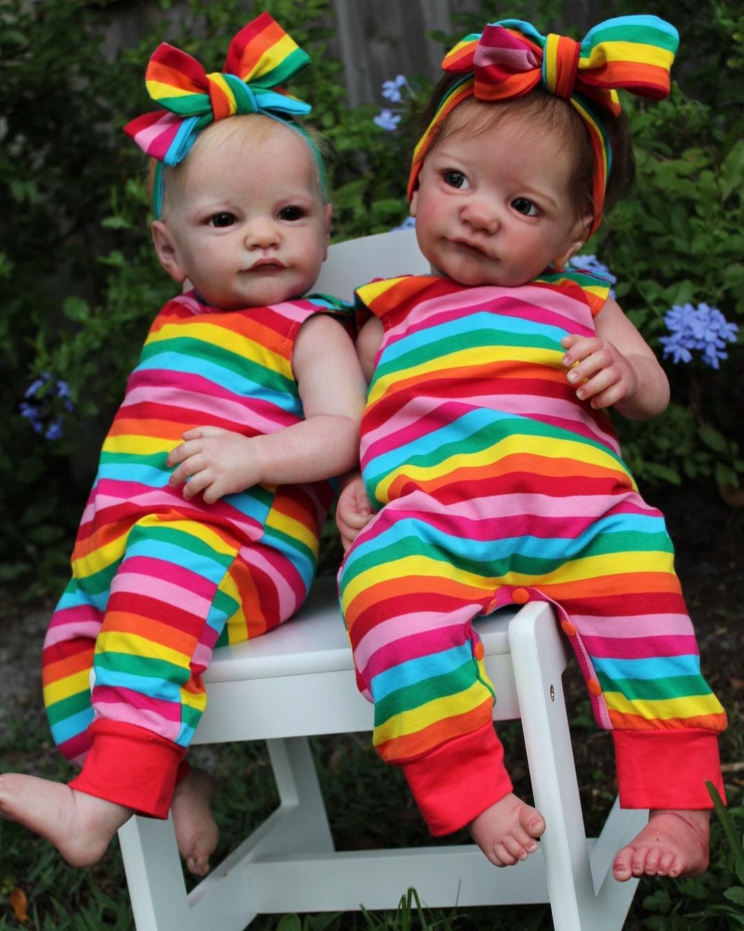 22" Soft Weighted Body,Cute Lifelike Handmade Silicone Reborn Twin Sisters Alva and Amy