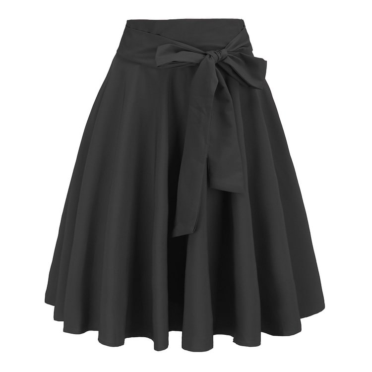 Mayoulove Skirt Outfits Women's OL Style in Black High Waist Skirt Lace-up High Waisted Skirts-Mayoulove