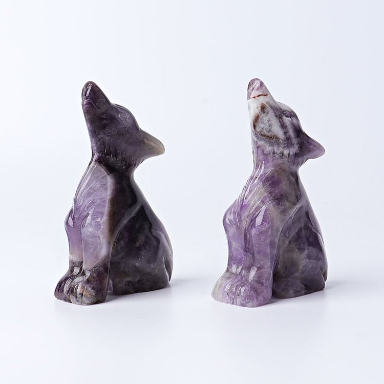3" Dream Amethyst Wolf Crystal Carvings Animal Bulk Crystal wholesale suppliers