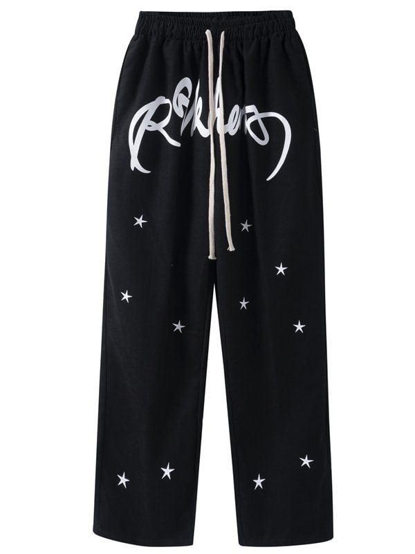 Casual Star& Letter Printed Loose Pants