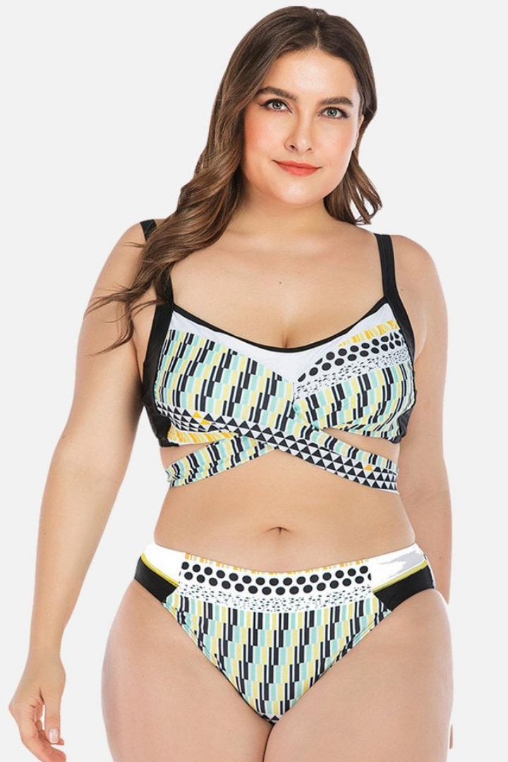 Plus Size Bikinis Geometric Printed Swimsuits
