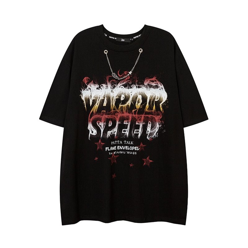 Trendy Summer Flame Letter Necklace Decorated T-shirt / Techwear Club / Techwear