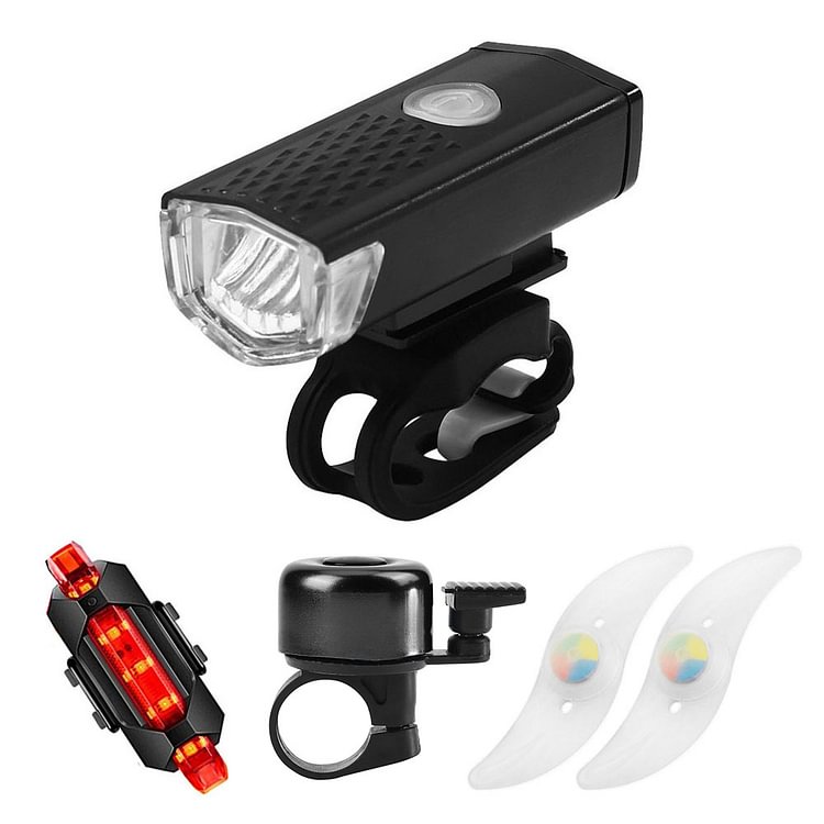 Bike Light Set USB Waterproof Bicycle XPE LED Spoke Headlight Tail Light