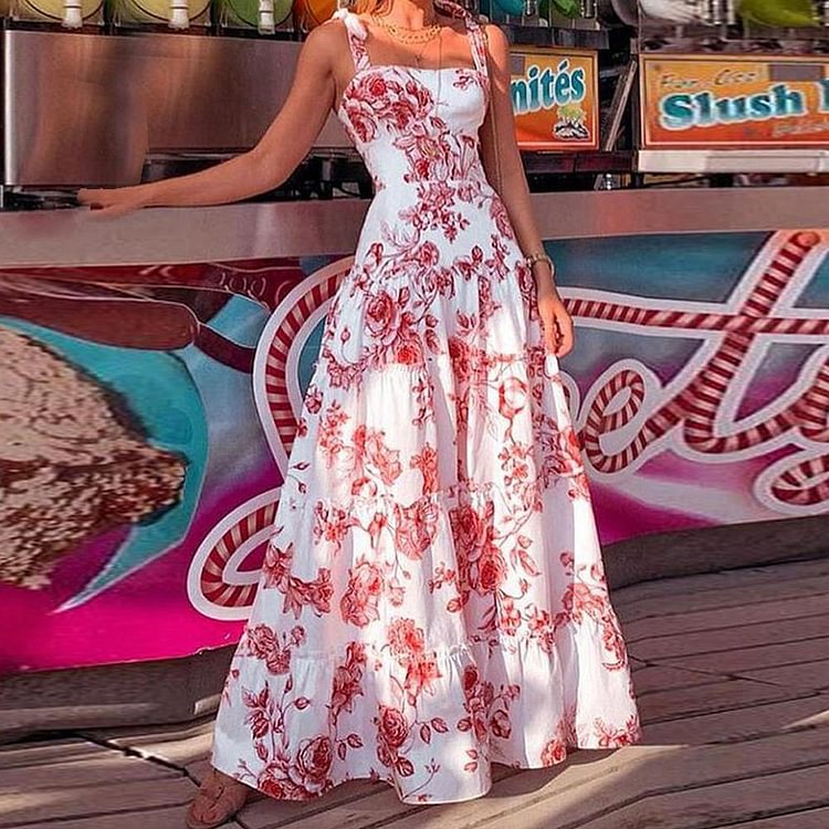 Attractive Print Sleeveless Maxi Dress
