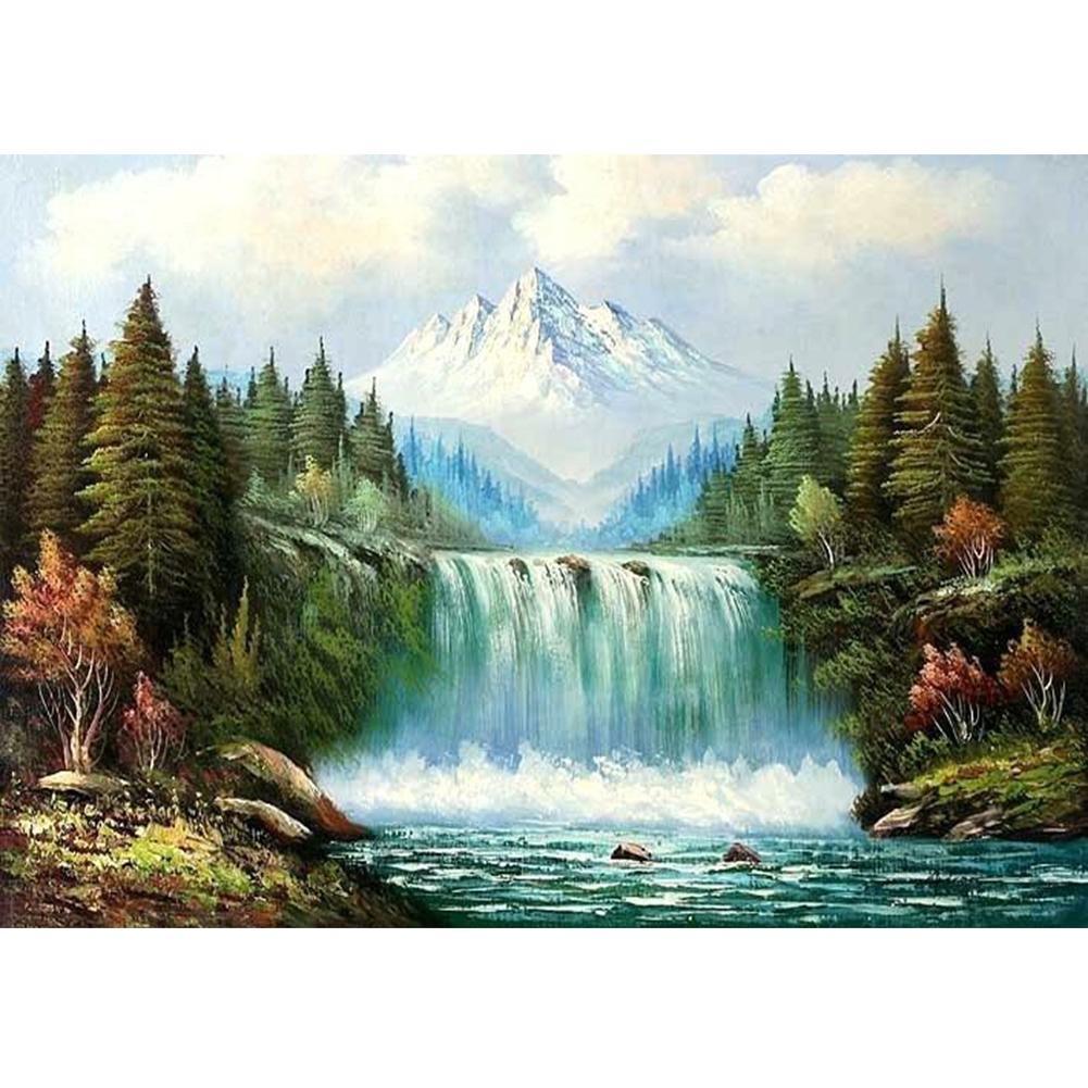 Full Round Diamond Painting Snow Mountain Waterfall (40*30cm)