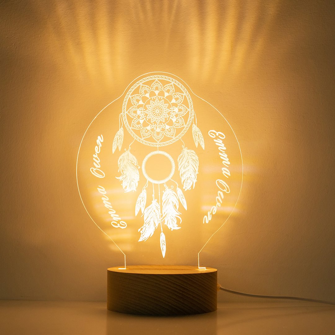 Lampe De Chevet 3D LED Attrape-Rêve – Veilleuse Tactile 16 Couleurs Avec Télécommande
