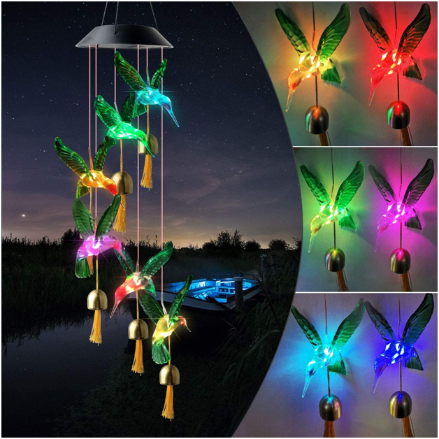 Solar-Powered Dangling Hummingbird Lights - tree - Codlins