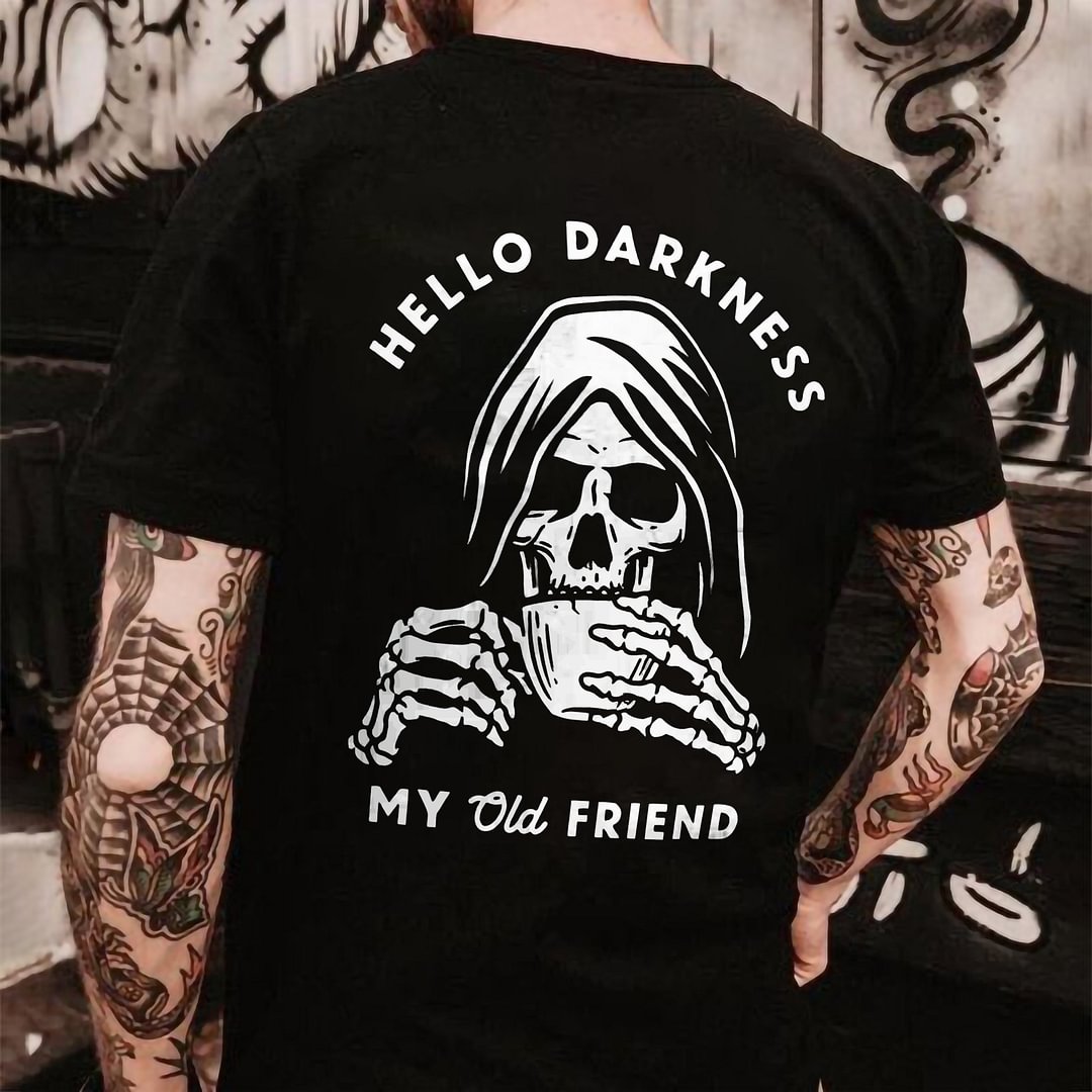 Cloeinc   Hello Darkness My Old Friend Skull T-shirt - Cloeinc