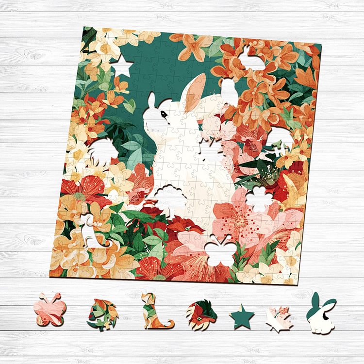 Cute Bunny Wooden Jigsaw Puzzle