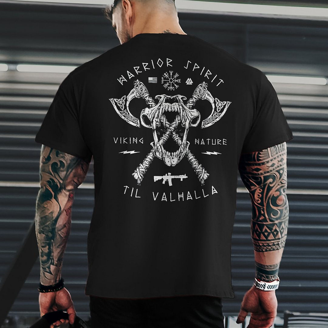 Livereid Warrior Spirit Til Valhalla Print T-shirt - Livereid