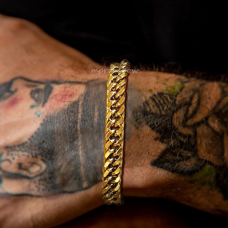 8MM Miami Cuban Link Curb Gold Bracelet for Men-VESSFUL
