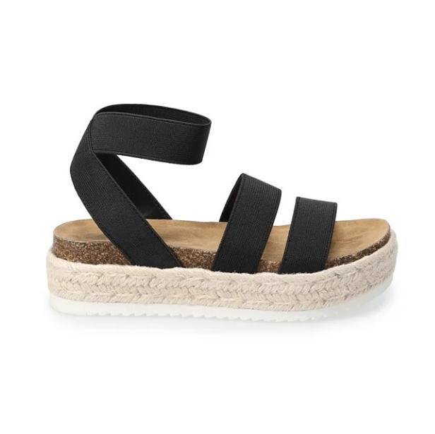 Open toe Slip-on Sandals Soft Cork Footbed Platform Wedges