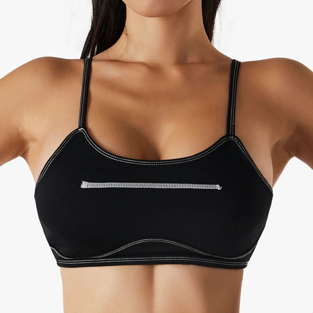 Black cute cheer sports bras at Hergymclothing sportswear online shop