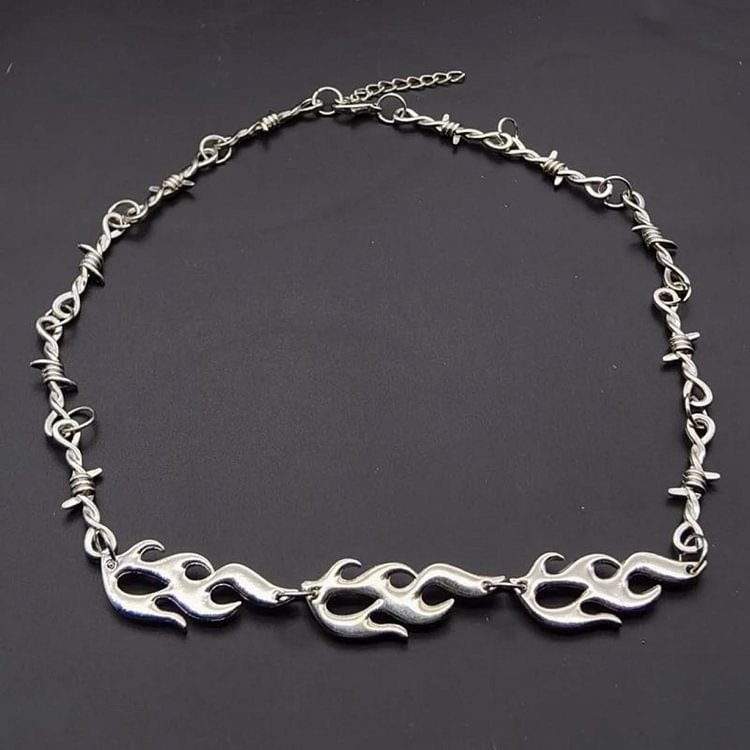Street Fashion Fire Silver Necklace