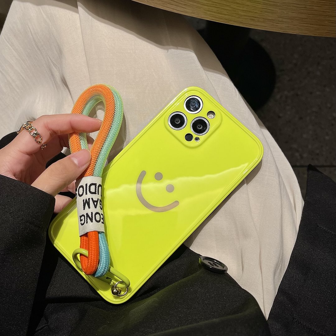 Fluorescent Green Smiley Emoji Phone Case / Techwear Club / Techwear