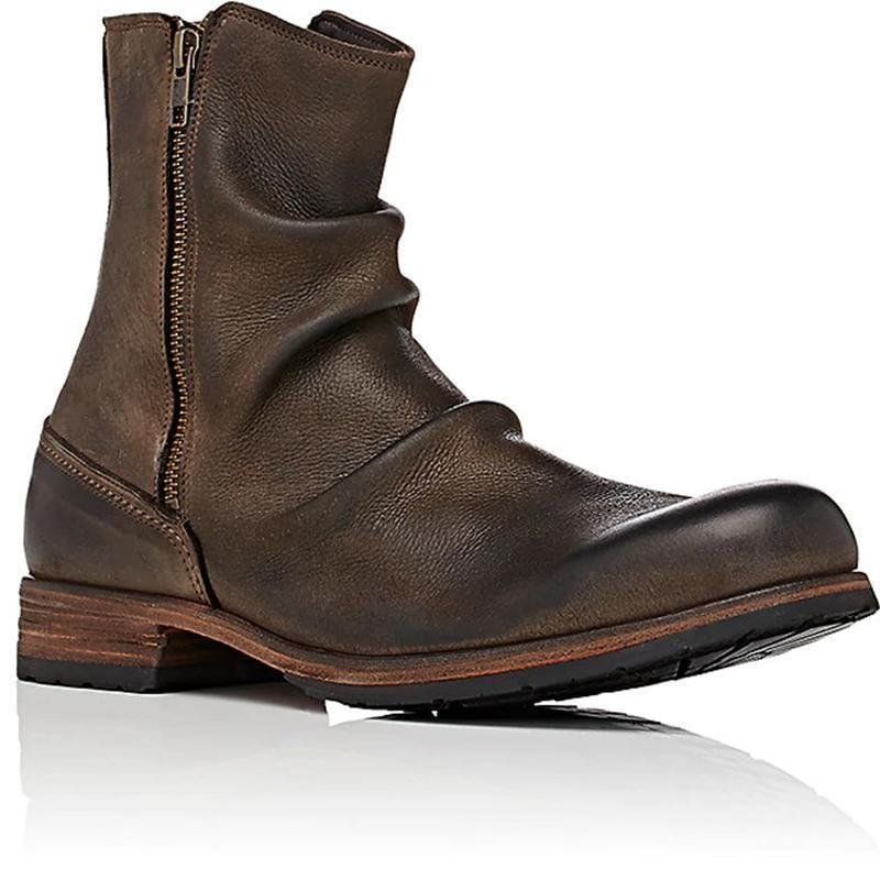 Men's Double Zipper Ankle Boots-Corachic