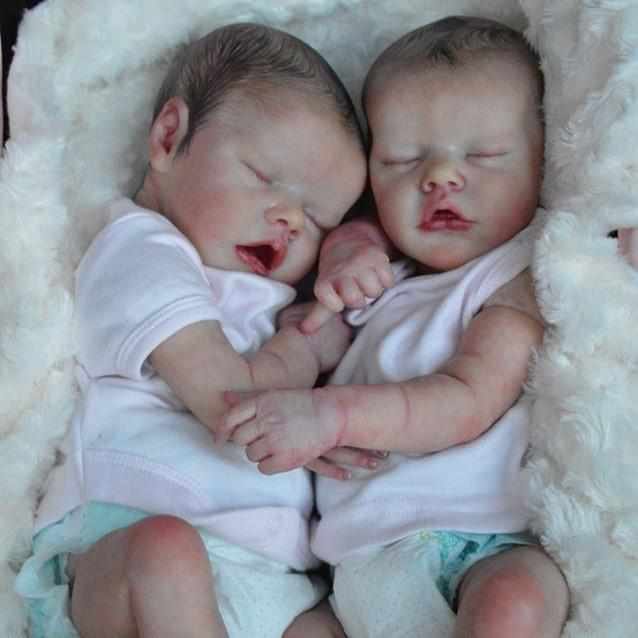 17 '' Real Lifelike Twins Sister Sleeping Reborn Baby Doll Girl Hilda and Nettie, Beautiful Baby Gift 2022 -JIZHI® - [product_tag]