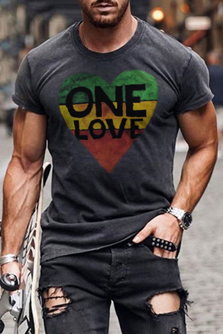 Tiboyz LOVE Heart Print Men's Short Sleeve T-Shirt
