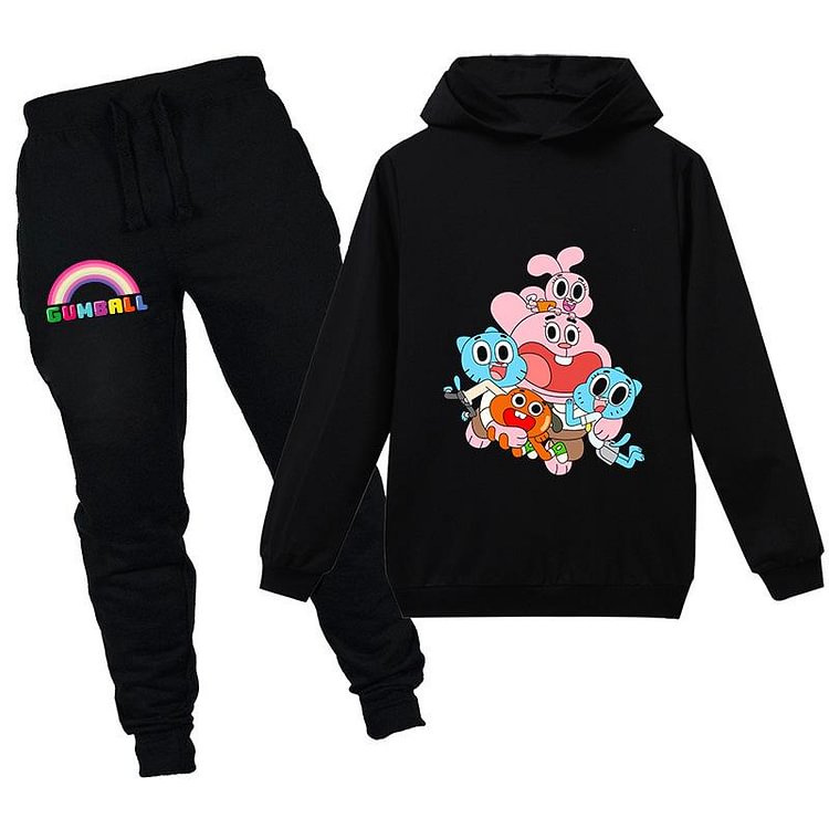 Mayoulove Kids The Amazing World of Gumball Hooded shirt and pants 2pcs-Mayoulove