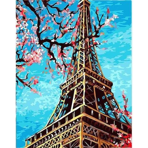 DIY Paint by Numbers Kit for Adults - Eiffel Tower Flowers、bestdiys、sdecorshop