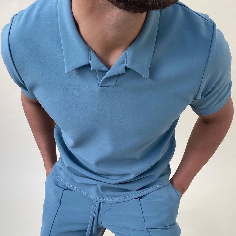 Featured solid color slim fit polo shirt / [viawink] /
