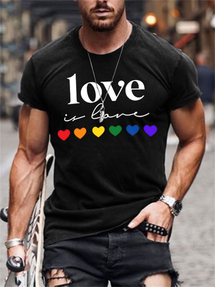 BrosWear Love Is Love Rainbow Hearts T-shirt