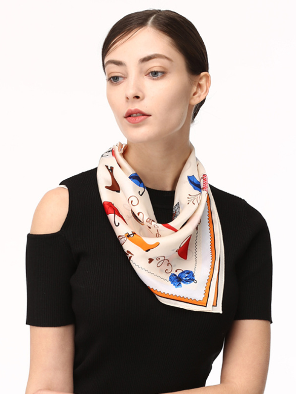 Silk Scarf Little Things In Daily Life Pattern For Women