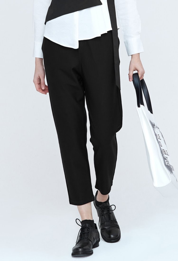 SDEER Cropped Black Carrot Pants With Pockets