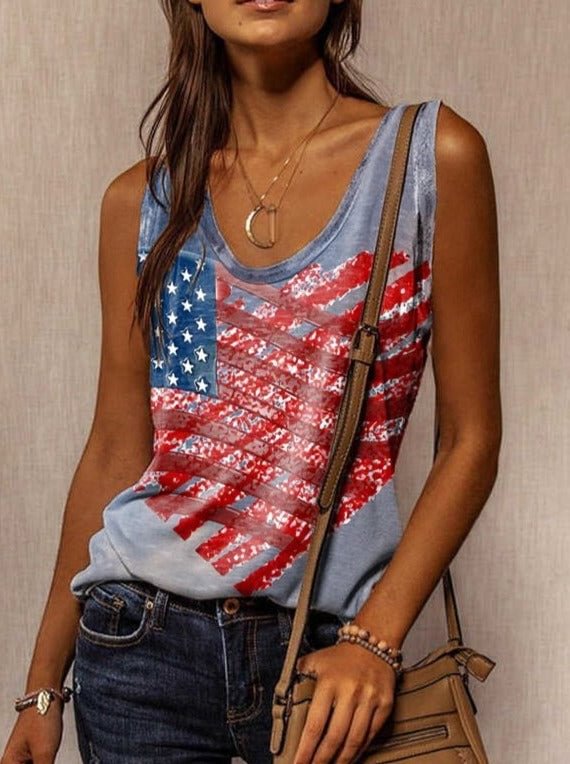 Ladies America Heart-Shaped Summer Sleeveless Vest