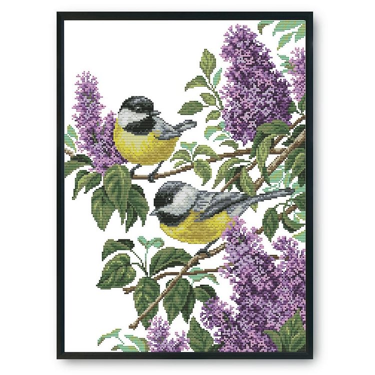 Two little birds - 14CT Stamped Cross Stitch - 46*37cm