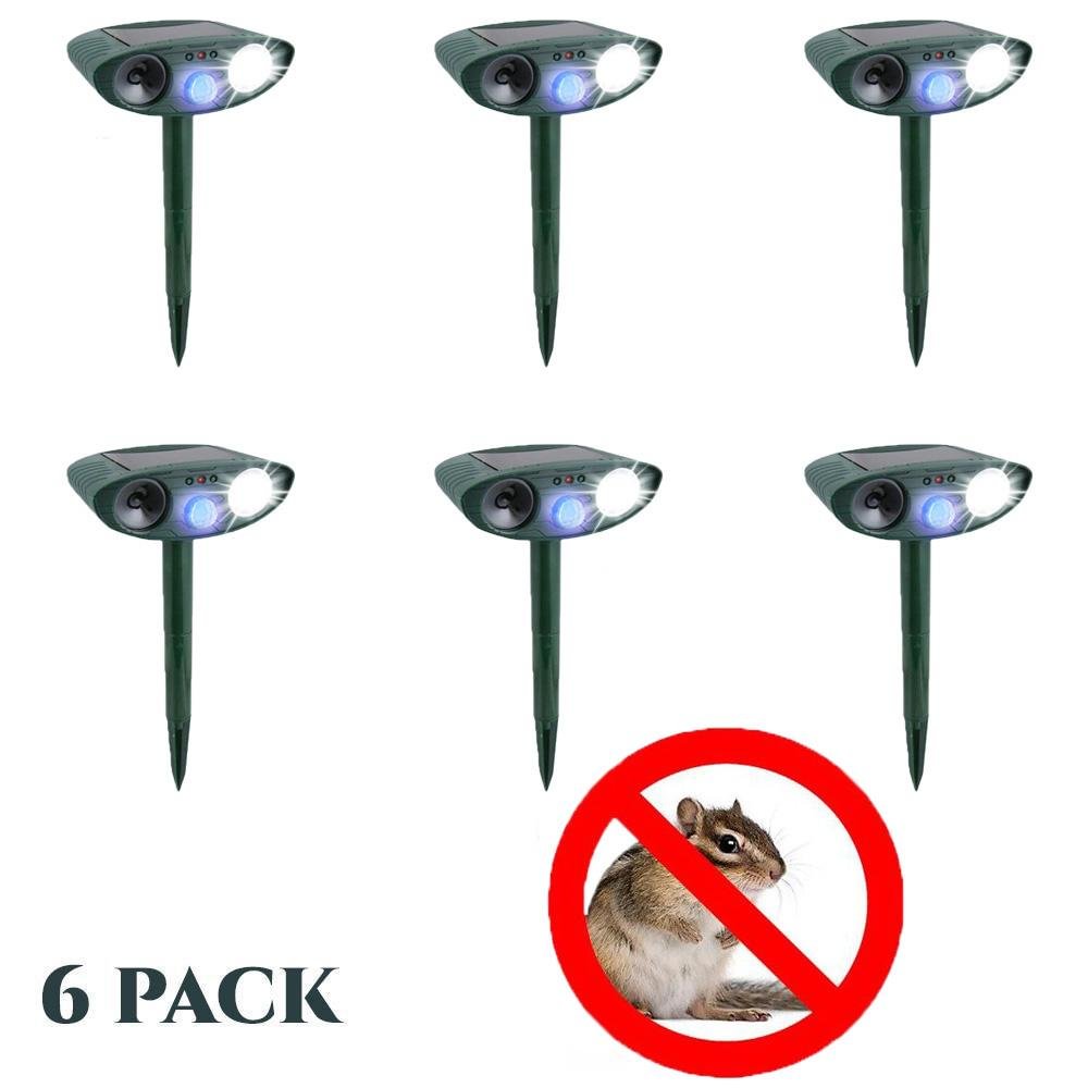 Ultrasonic Chipmunk Repeller - PACK of 6 - Solar Powered - Get Rid of Chipmunks in 48 Hours or It's FREE - CA - vzzhome