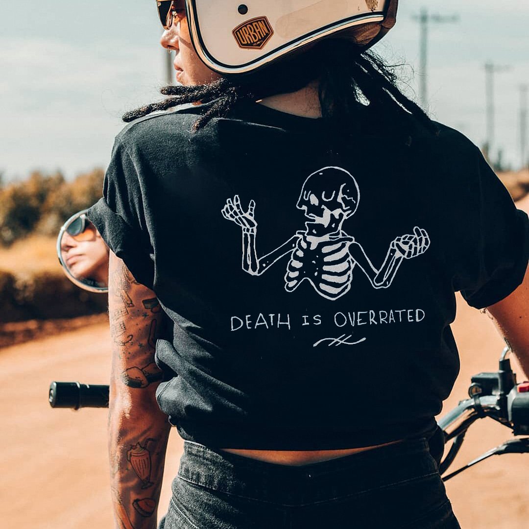 Minnieskull Death Is Overrated Skull Print Women's T-shirt - Minnieskull