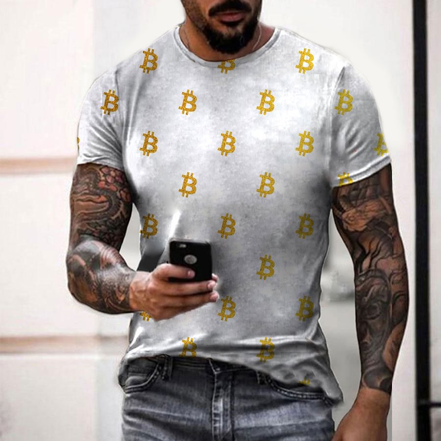 Bitcoin bronzing print casual T-shirt / [viawink] /