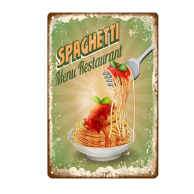Spaghetti Menu Restaurant - Vintage Tin Signs/Wooden Signs - 20x30cm & 30x40cm