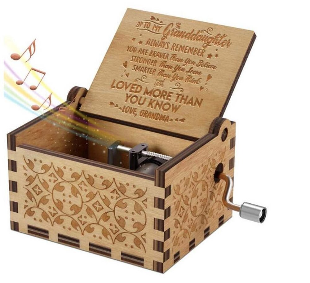 To My Granddaughter - Always Remember You Are Braver Than You Believe -  Wooden Hand Crank Music Box  From Grandma to Granddaughter Gift