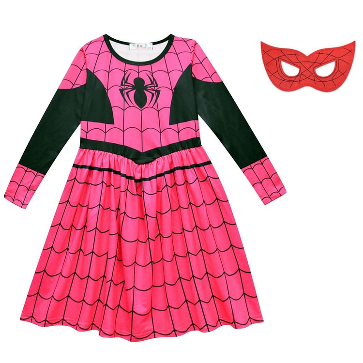 Mayoulove Spiderman Cosplay Dress for Baby Girls Bodysuit Halloween Fancy Jumpsuits-Mayoulove