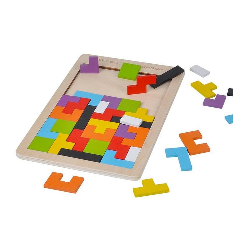 2-in-1: Wooden Tetris Board & Shapes Puzzle-Mayoulove