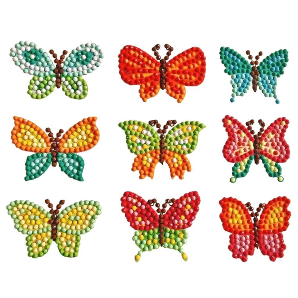 DIY Full Drill Round Butterfly Diamond Painting Children Cartoon Stickers