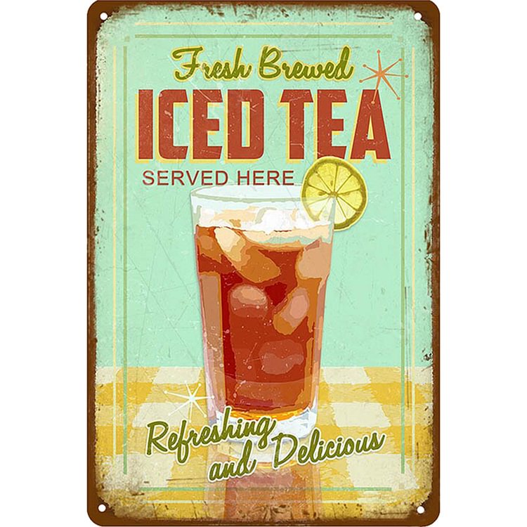 Iced Tea Serve Here - Vintage Tin Signs/Wooden Signs - 20x30cm & 30x40cm