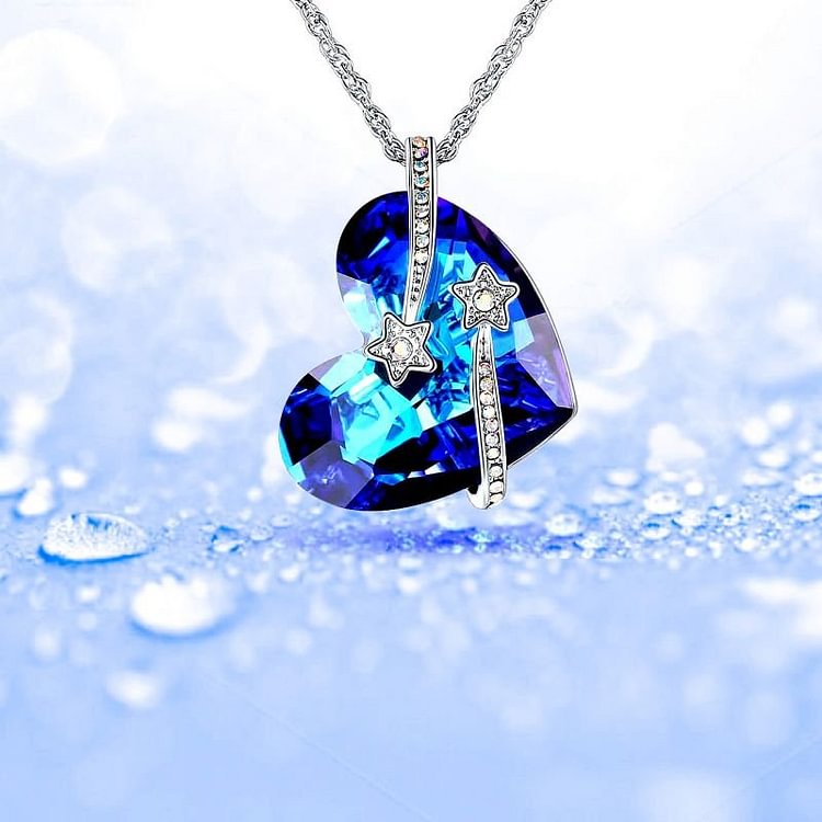 For Mom - S925 We Love You more than all the Stars Crystal Heart Star Necklace