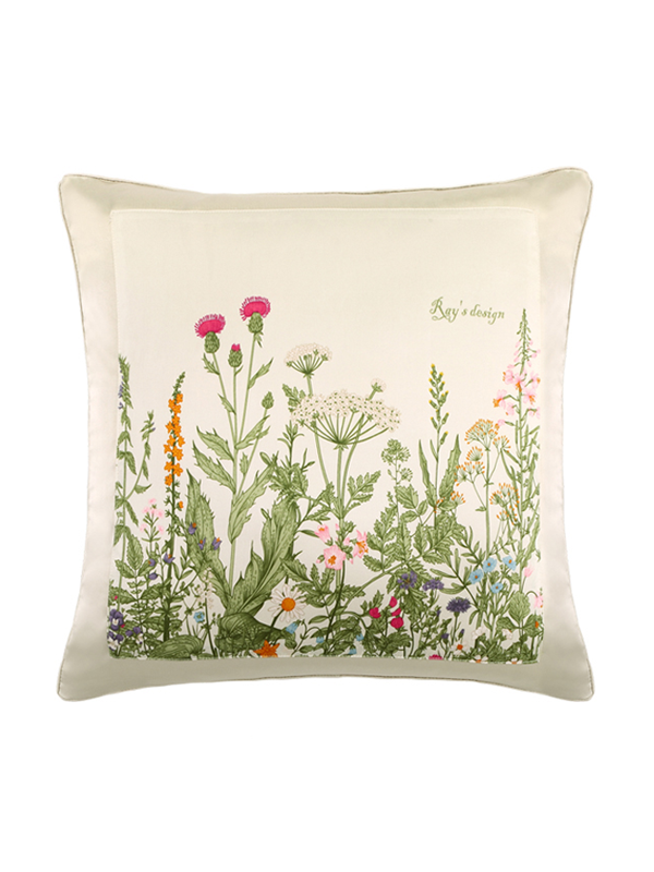 Vegetation Printed Decorative Cushion Silk Pillowcase