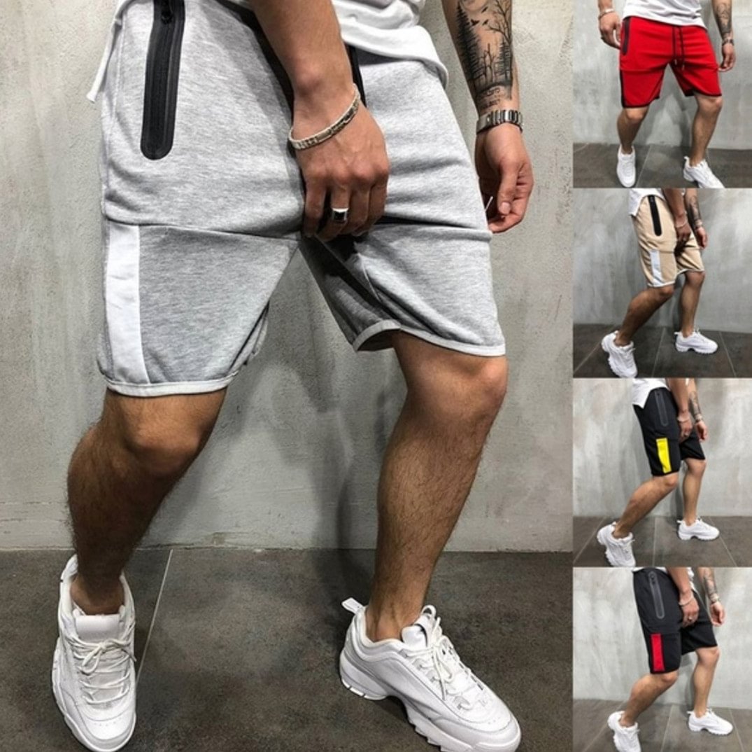 Functional zipper sports color matching zipper jogging men's casual shorts