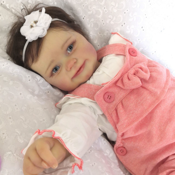  20'' Kids Play Gift Reborn Baby Doll Girl Ada with Brown Hair Realistic and Lifelike Birthday Gift Set - Reborndollsshop.com-Reborndollsshop®
