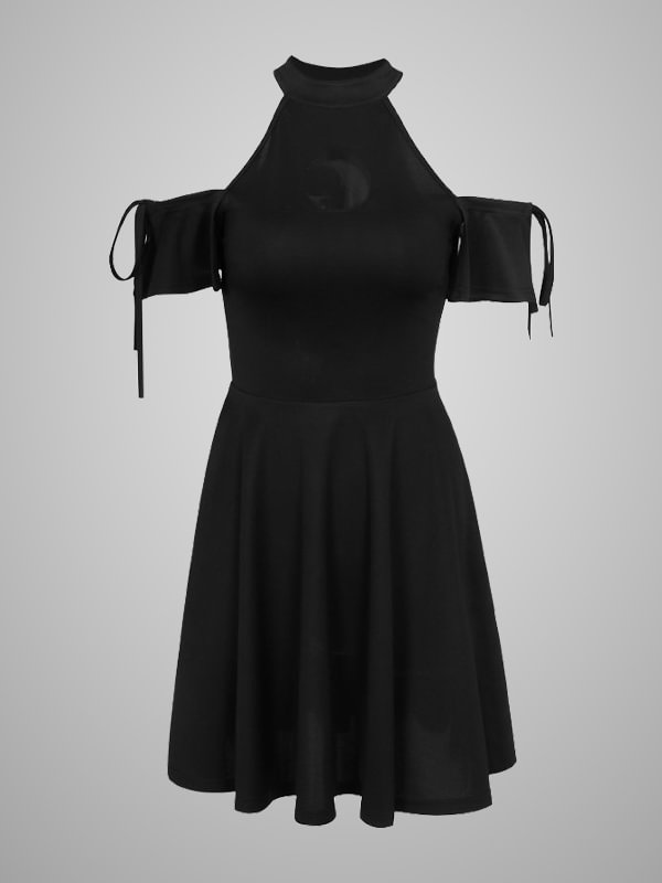 Goth Perspective Strapless Cutout Crew Neck Dress