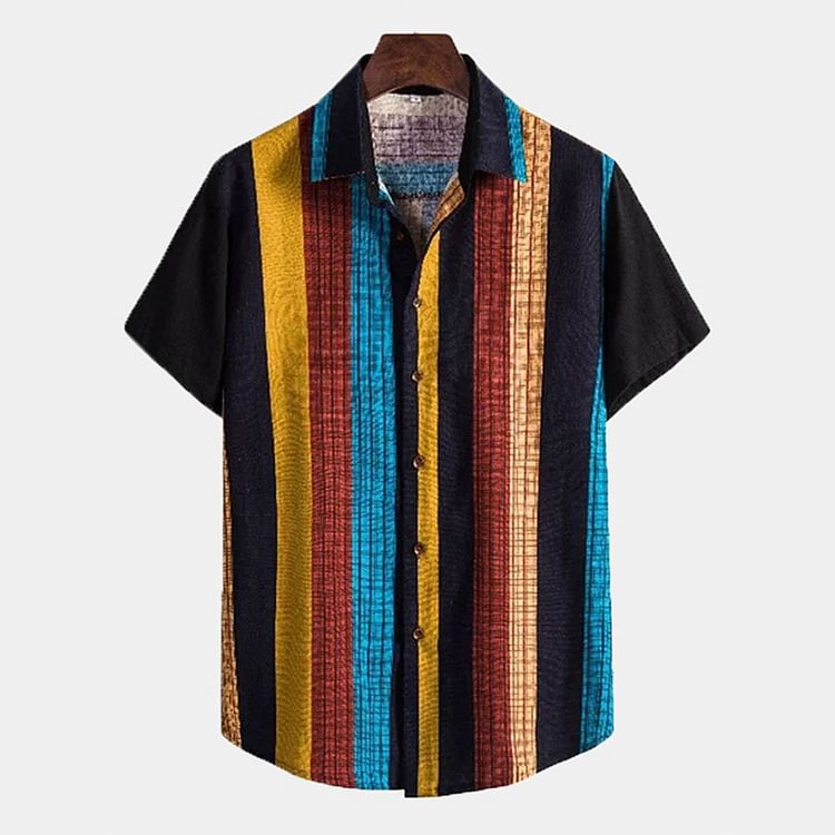 BrosWear Multicolored Striped Short Sleeve Shirt