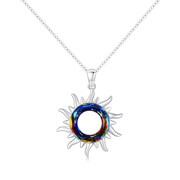 For Daughter - S925 You are My Sunshine Crystal Circle Sun Necklace