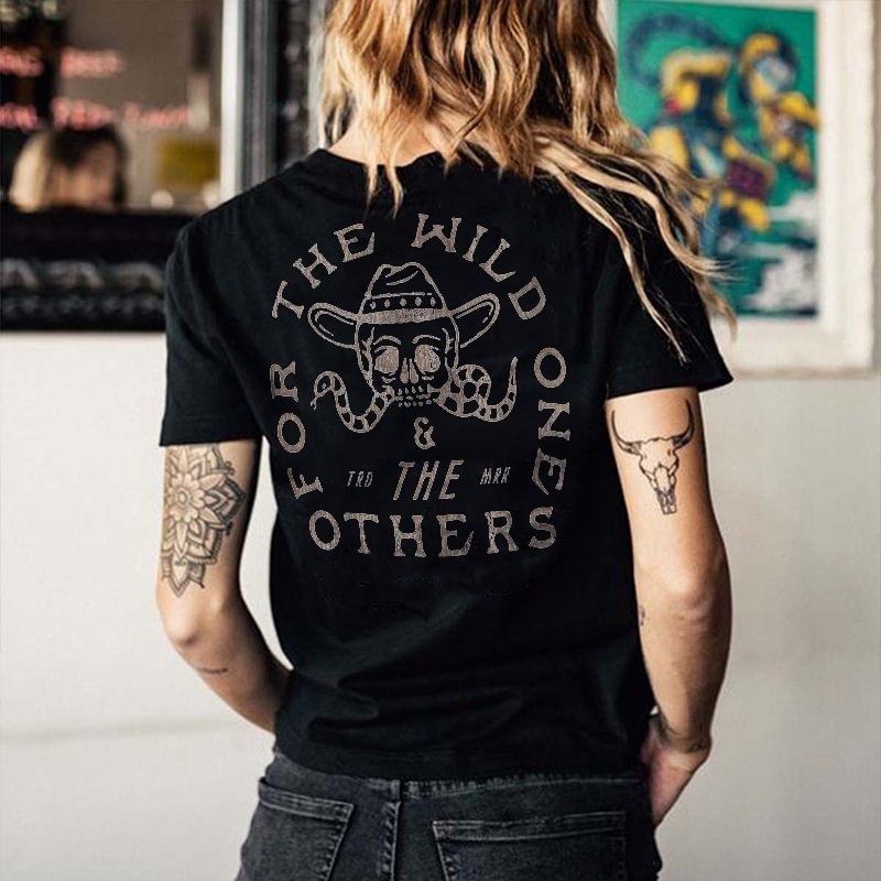 For The Wild One Letters Printing Women's T-shirt -  